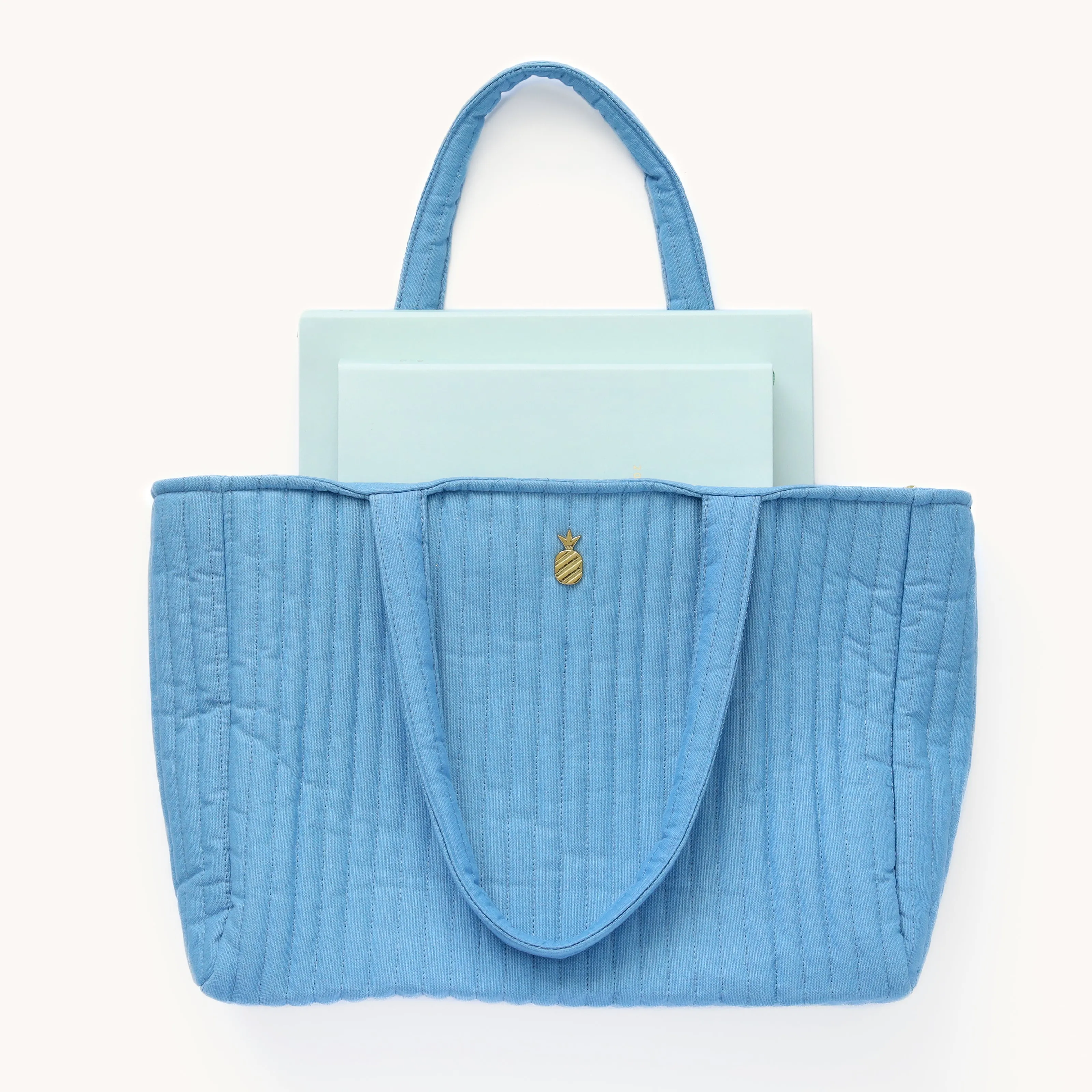 Quilted Tote Bag - French Blue