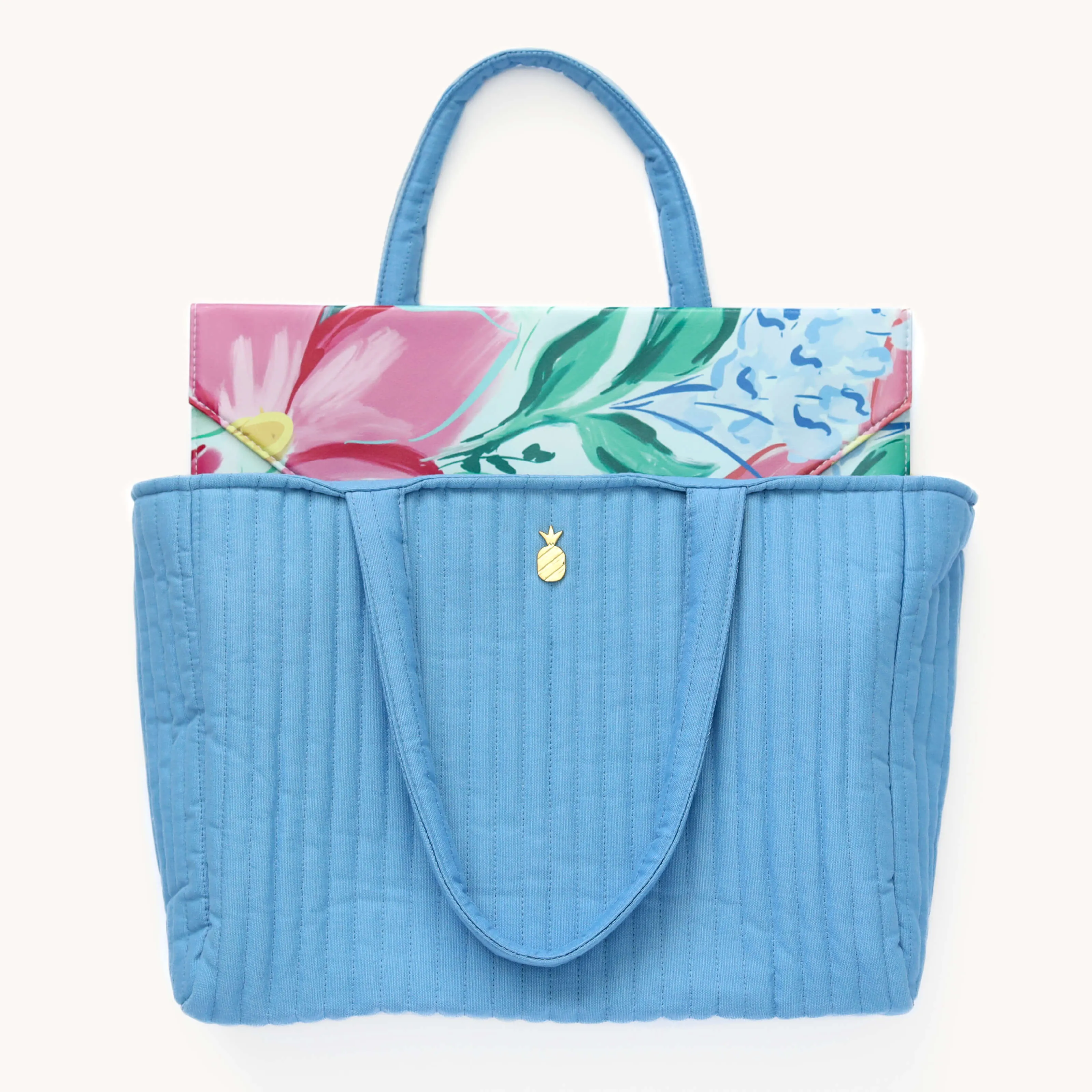 Quilted Tote Bag - French Blue
