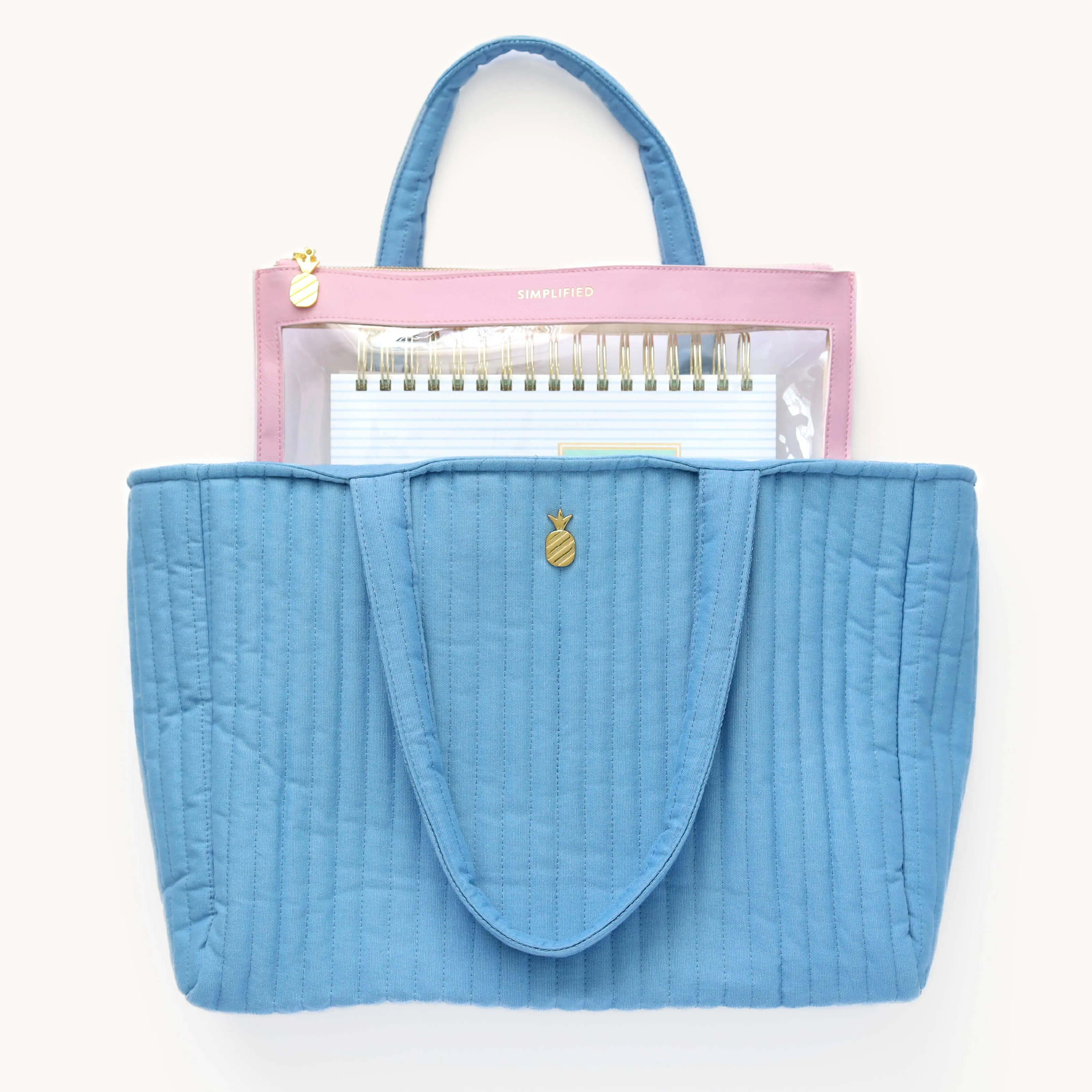Quilted Tote Bag - French Blue