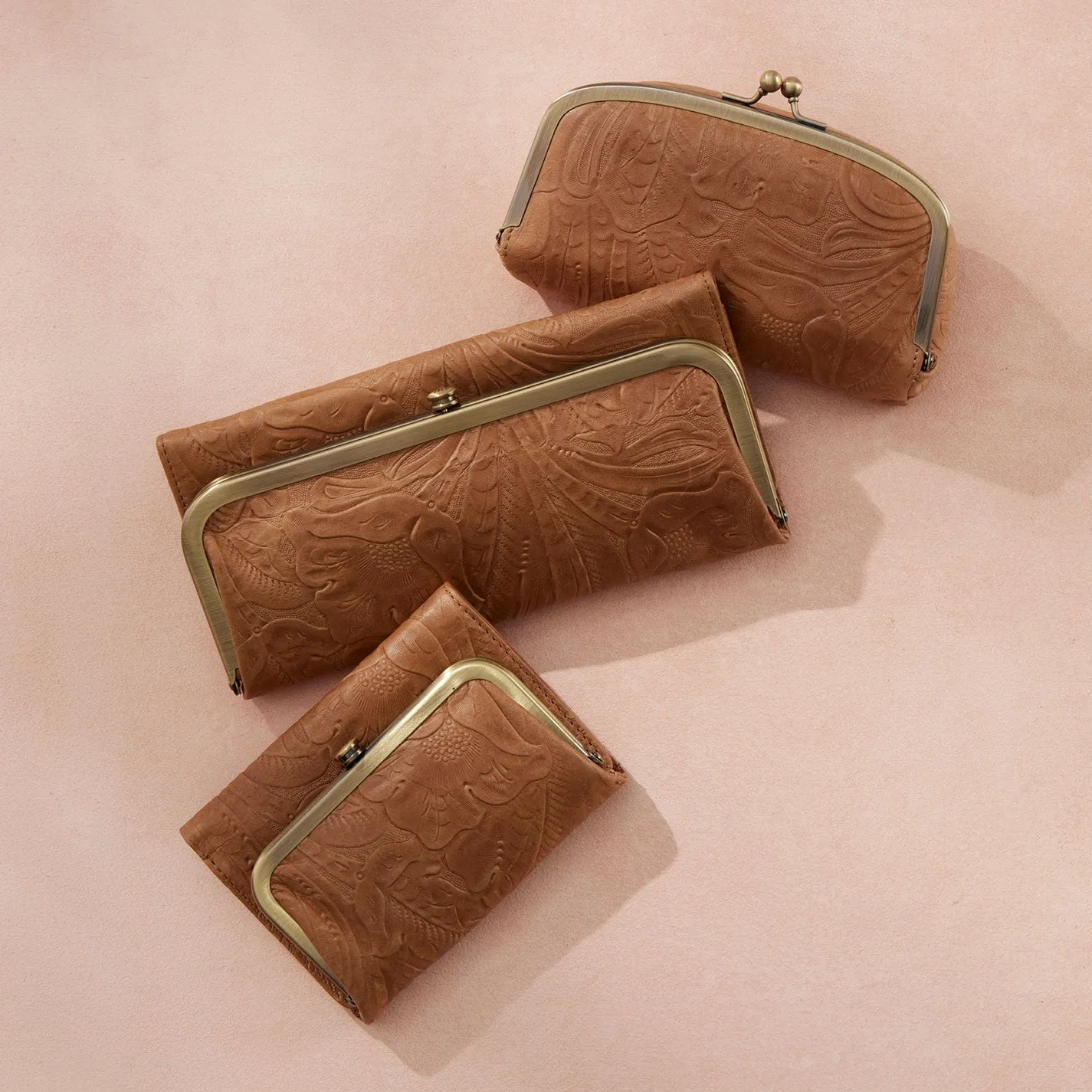 Rachel Continental Wallet In Tooled Embossed Leather - Saddle Tooled Emboss