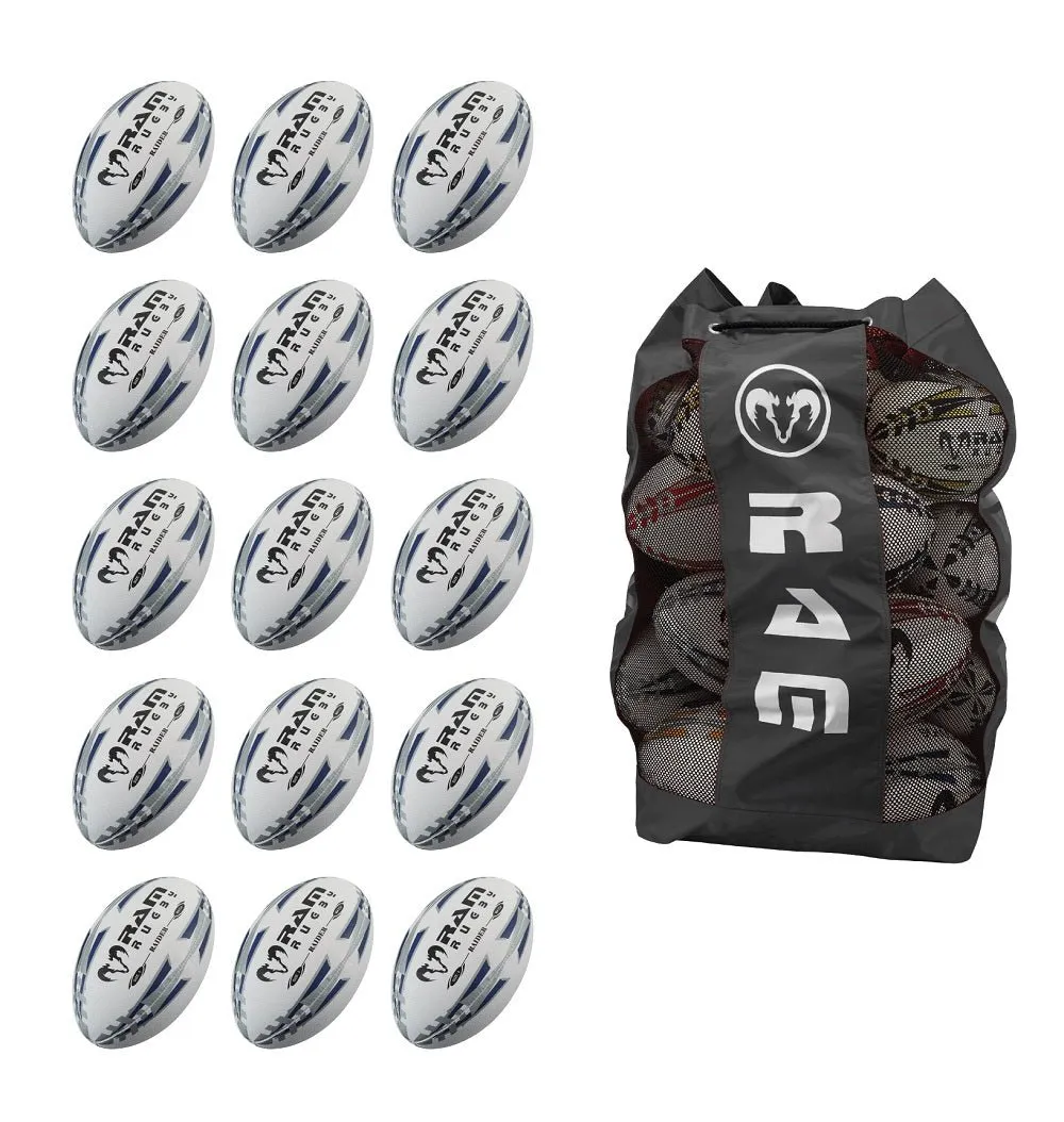 Raider 2.0 Black Match Ball Bundle - 15 x balls and bag