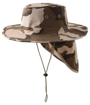 Safari Boonie Fishing Sun Hat Cotton Blend - Desert Camouflage Camo SMALL