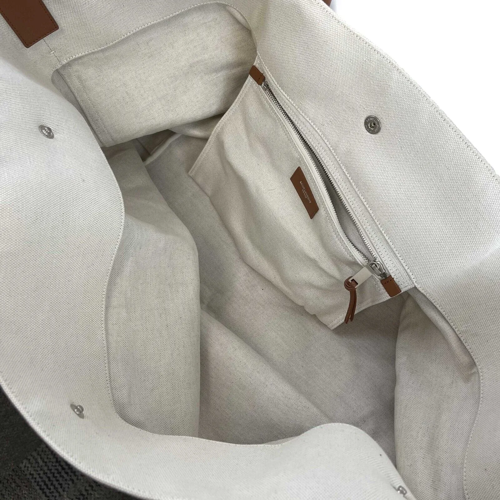Saint Laurent Rive Gauche Maxi Tote Cream Tote Bag