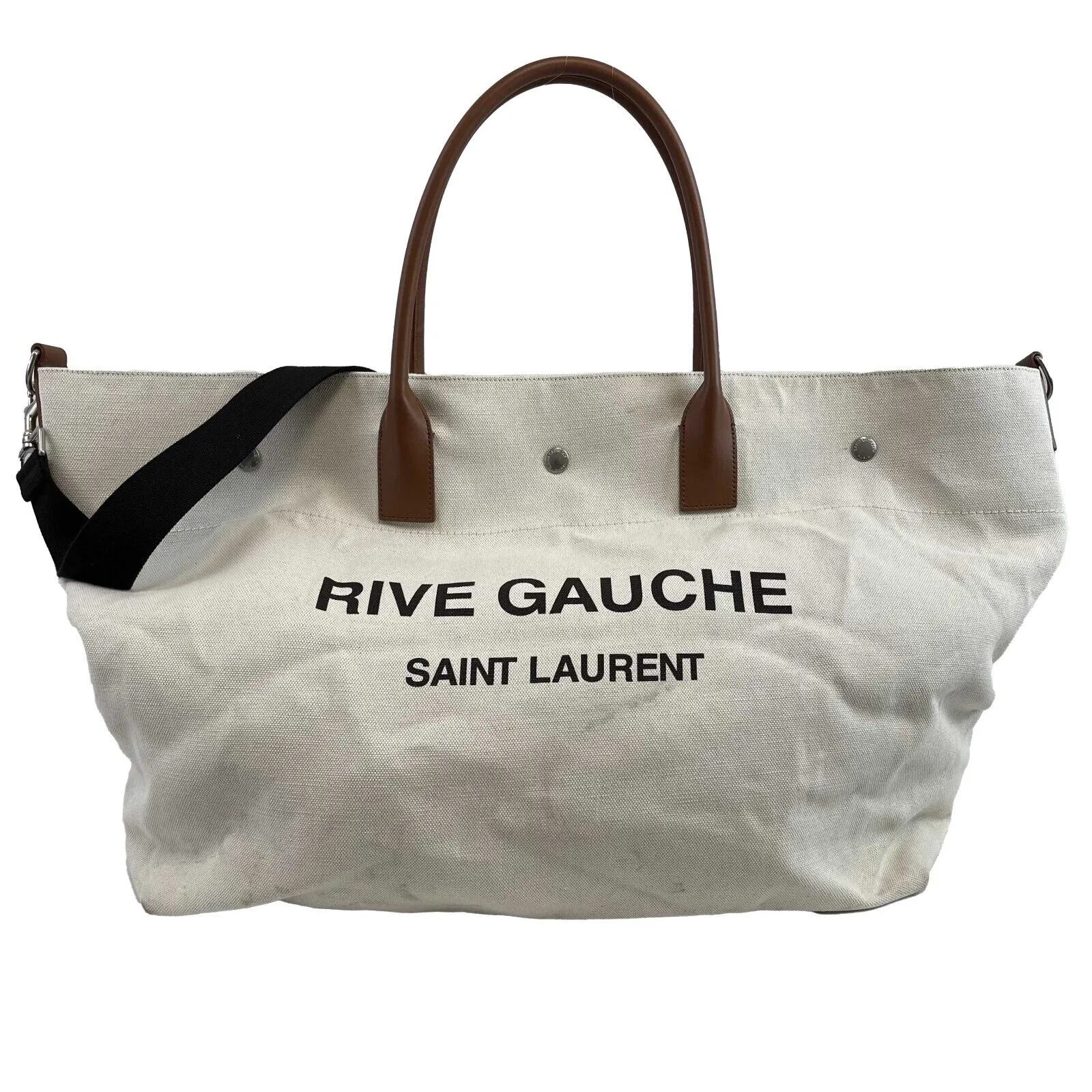 Saint Laurent Rive Gauche Maxi Tote Cream Tote Bag