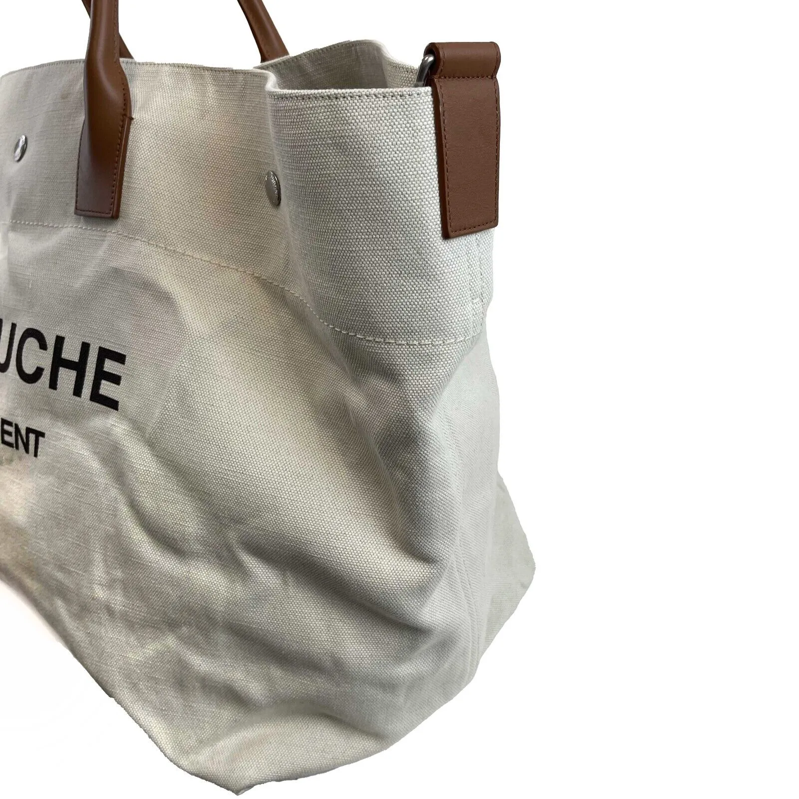 Saint Laurent Rive Gauche Maxi Tote Cream Tote Bag