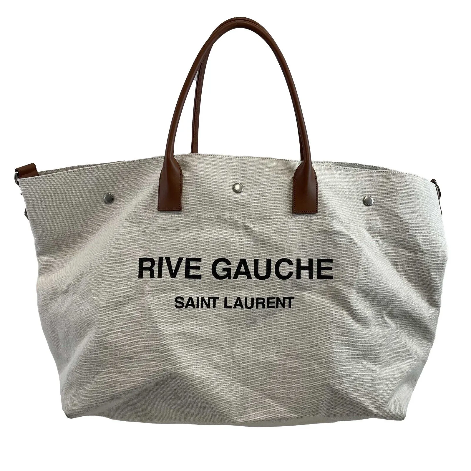 Saint Laurent Rive Gauche Maxi Tote Cream Tote Bag