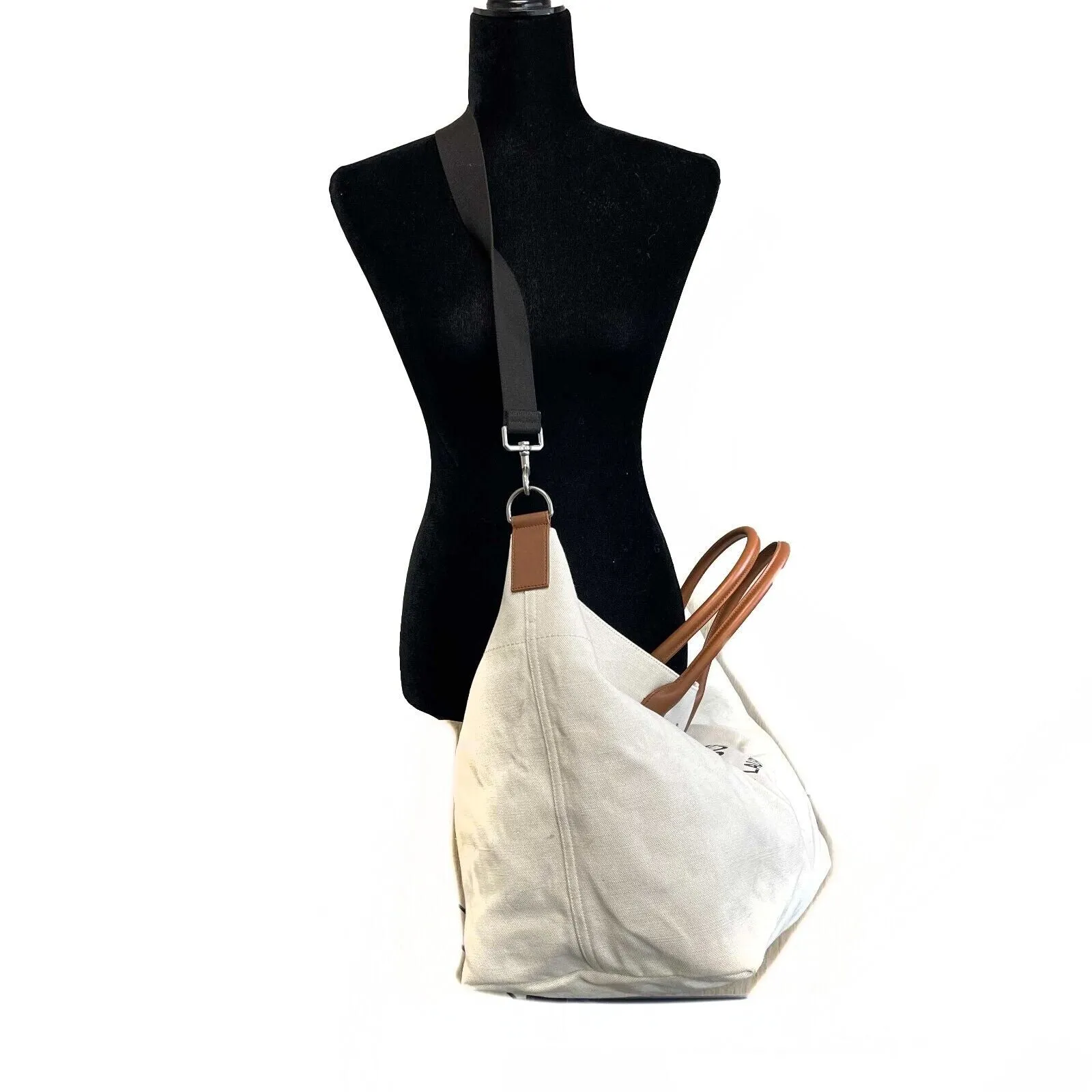 Saint Laurent Rive Gauche Maxi Tote Cream Tote Bag