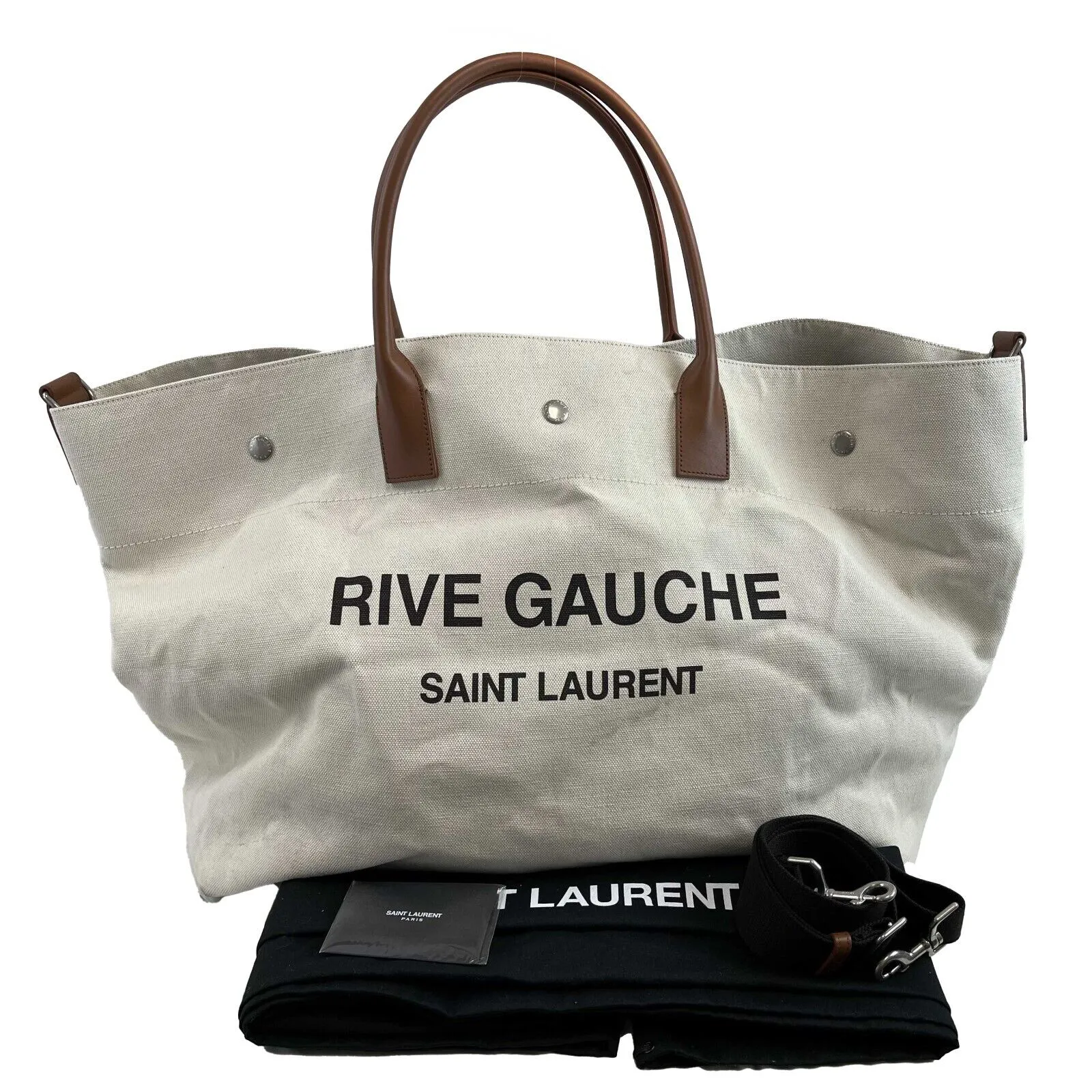 Saint Laurent Rive Gauche Maxi Tote Cream Tote Bag