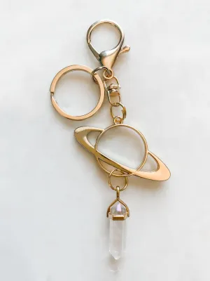 Saturn and Quartz Keychain