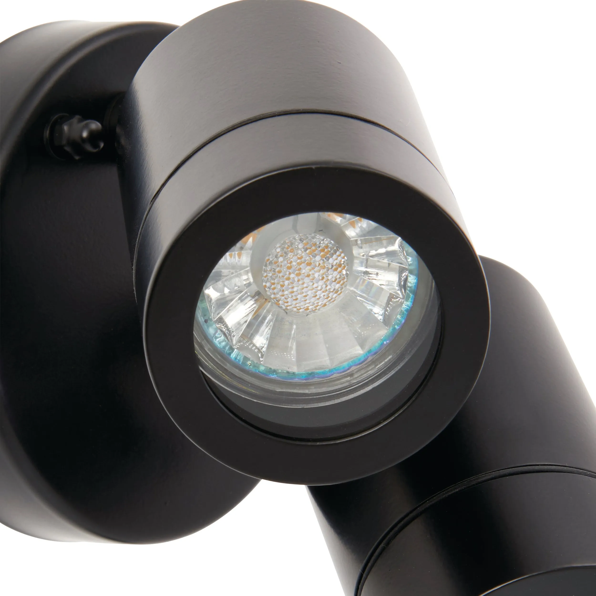 Saxby 75437 Palin 2lt spot wall IP44 7W Matt black paint & clear glass 2 x 7W LED GU10 (Required)