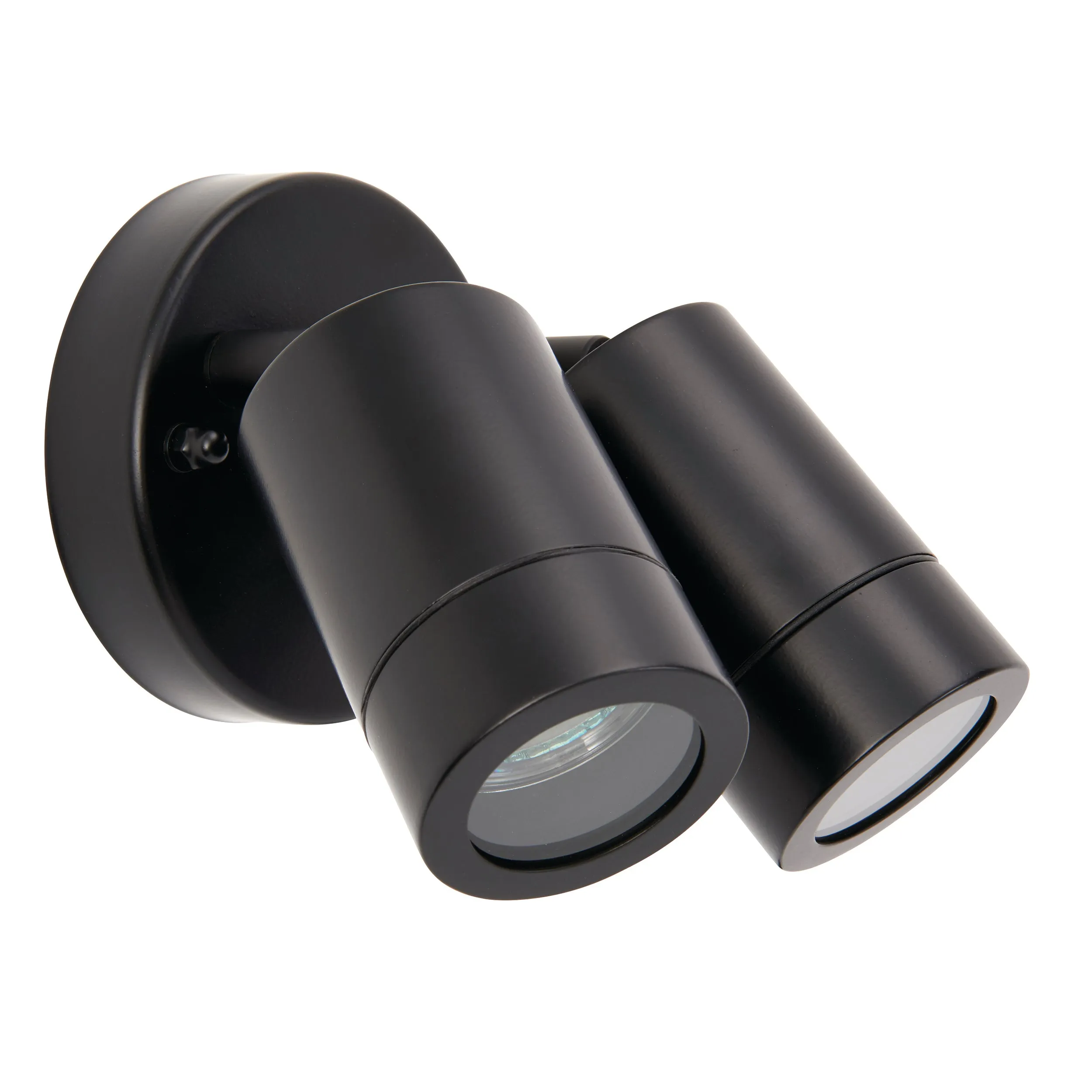 Saxby 75437 Palin 2lt spot wall IP44 7W Matt black paint & clear glass 2 x 7W LED GU10 (Required)