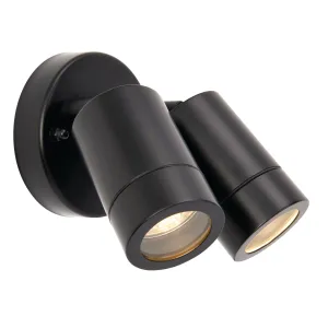 Saxby 75437 Palin 2lt spot wall IP44 7W Matt black paint & clear glass 2 x 7W LED GU10 (Required)