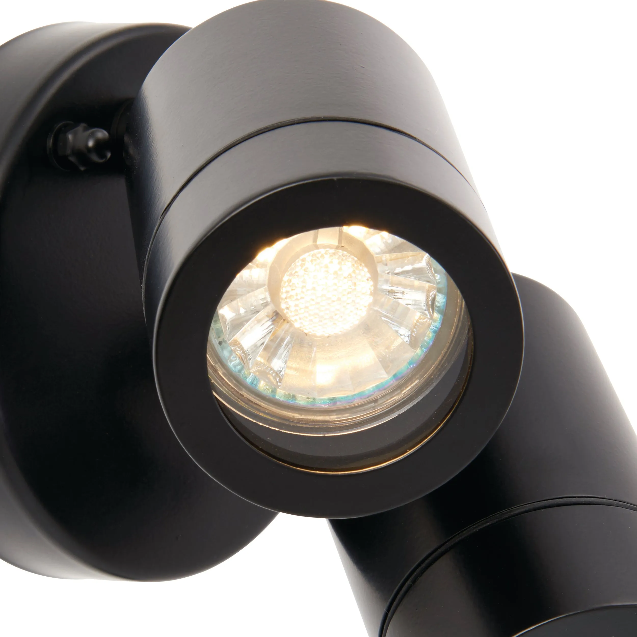 Saxby 75437 Palin 2lt spot wall IP44 7W Matt black paint & clear glass 2 x 7W LED GU10 (Required)