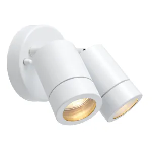 Saxby 75444 Palin 2lt spot wall IP44 7W Gloss white paint & clear glass 2 x 7W LED GU10 (Required)