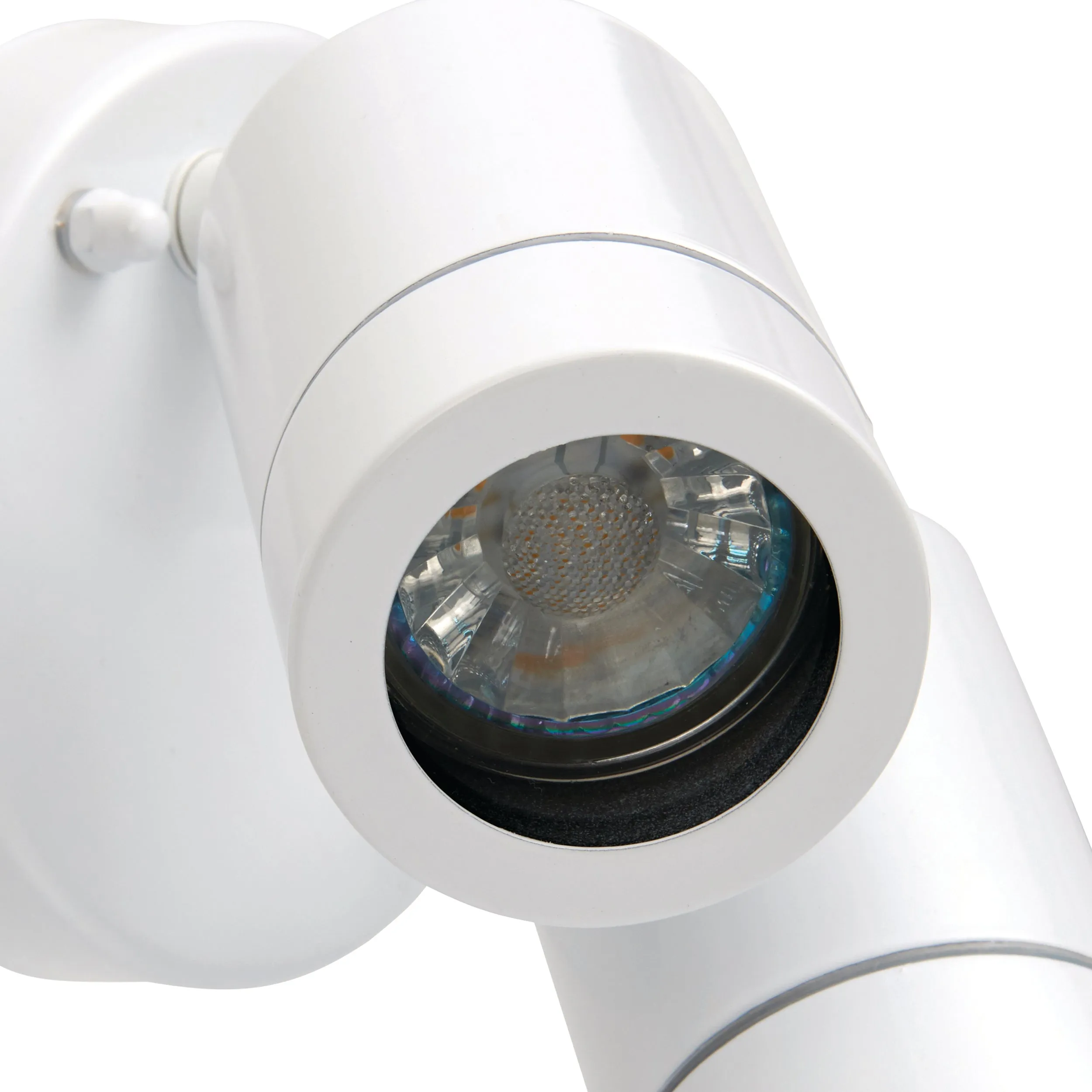 Saxby 75444 Palin 2lt spot wall IP44 7W Gloss white paint & clear glass 2 x 7W LED GU10 (Required)
