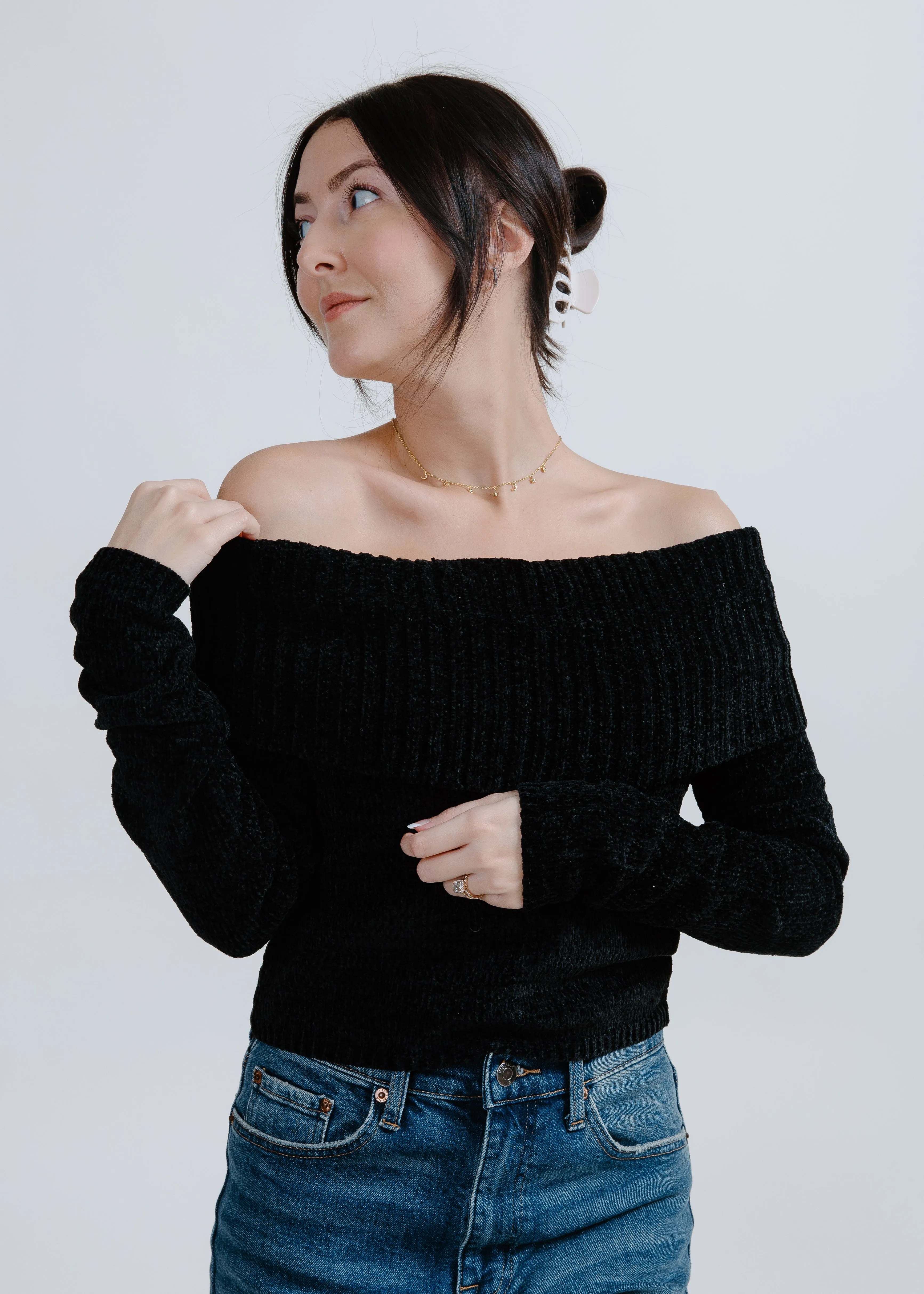 Scarlett Off The Shoulder Top - Black