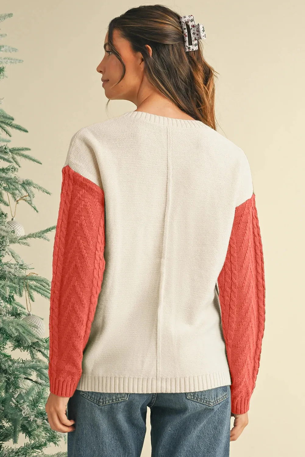 Serenity  Colorblock Patched Pocket Drop Shoulder Sweater