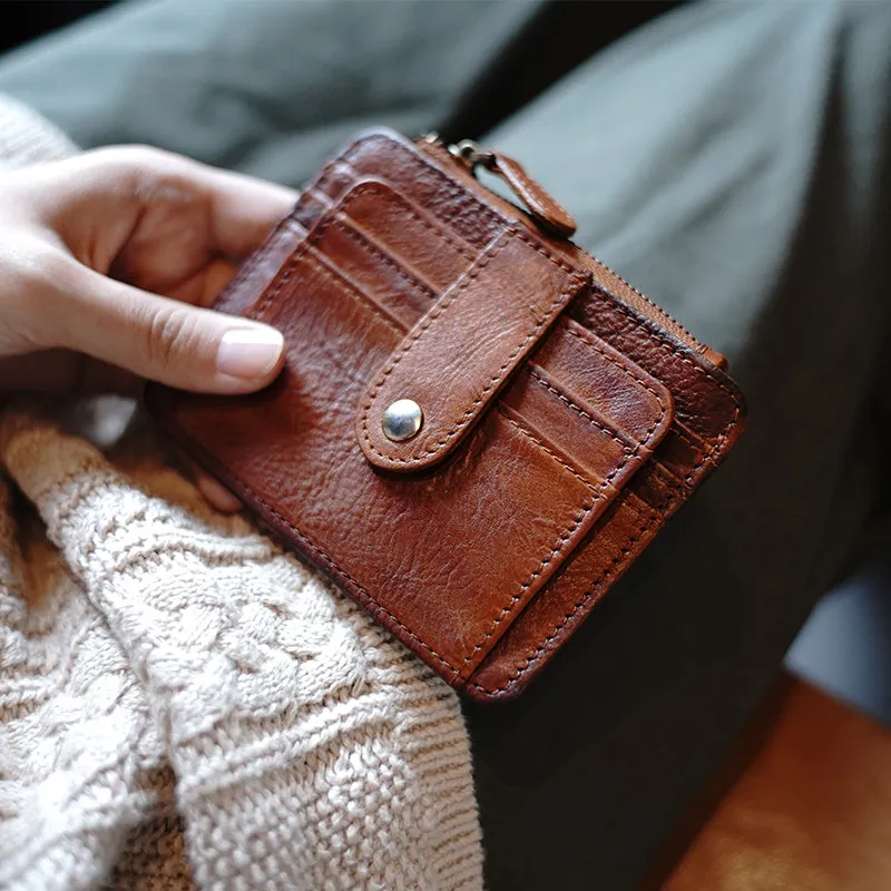 Slim Womens Coffee Leather Card Holders Wallet Card Wallet Card Holders for Ladies