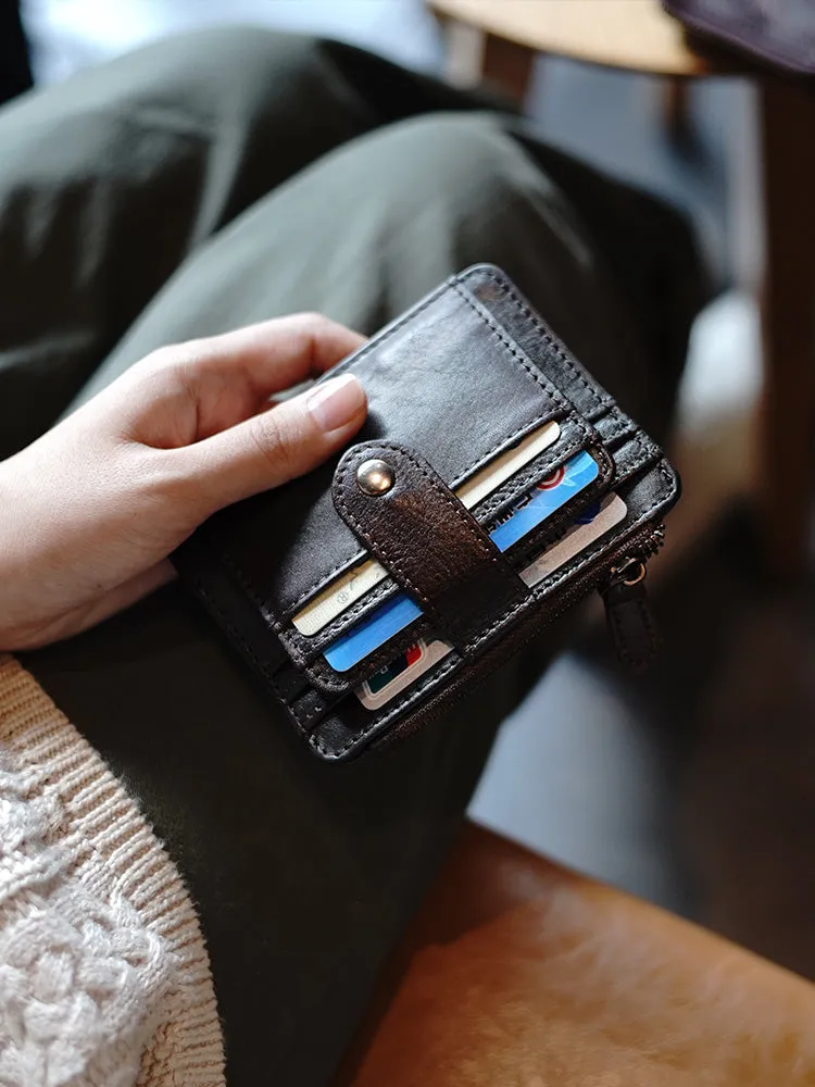 Slim Womens Coffee Leather Card Holders Wallet Card Wallet Card Holders for Ladies