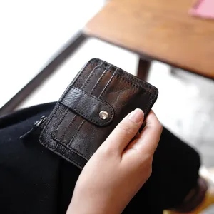 Slim Womens Coffee Leather Card Holders Wallet Card Wallet Card Holders for Ladies