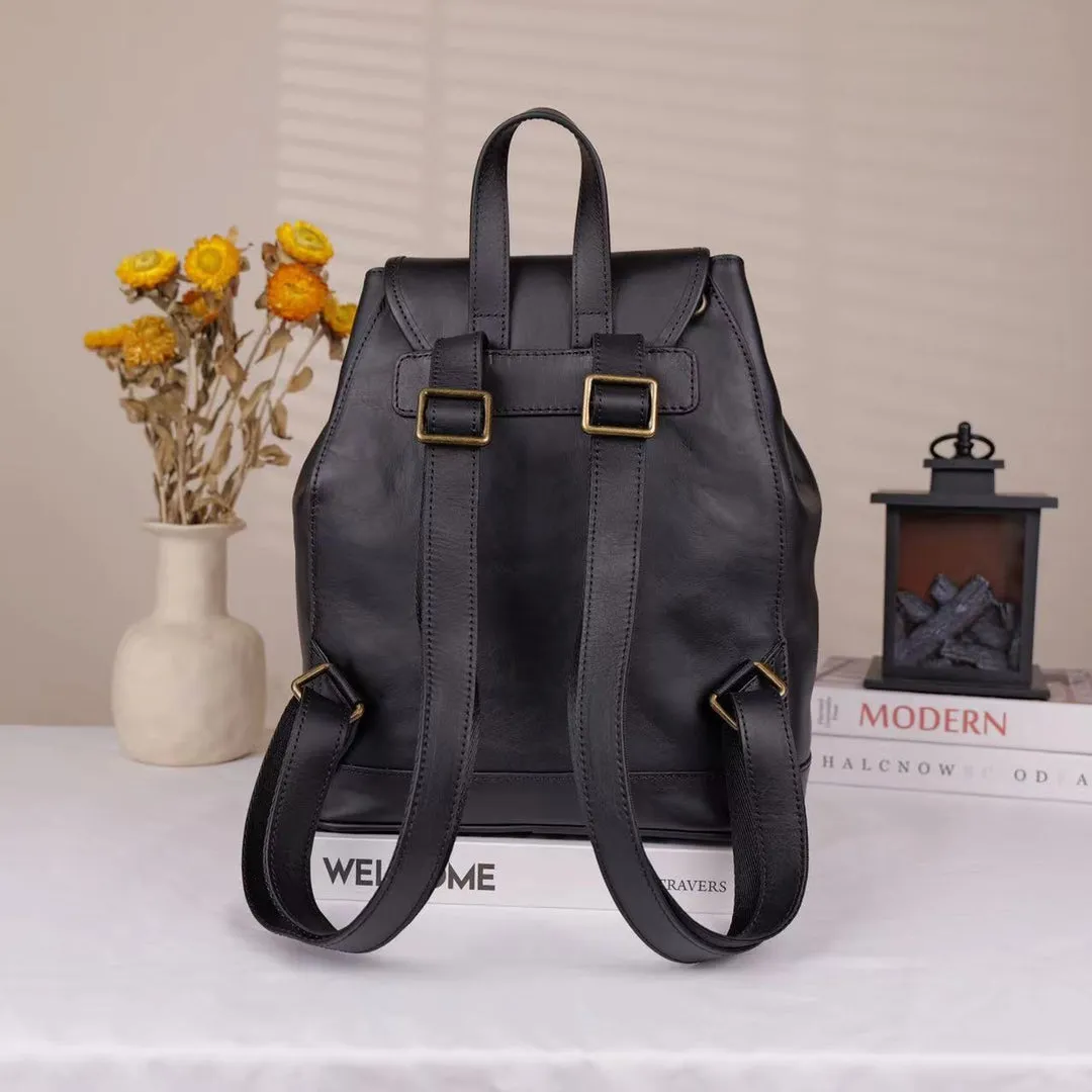 Small Leather Backpacks For Ladies Drawstring Leather Small Backpack Women's