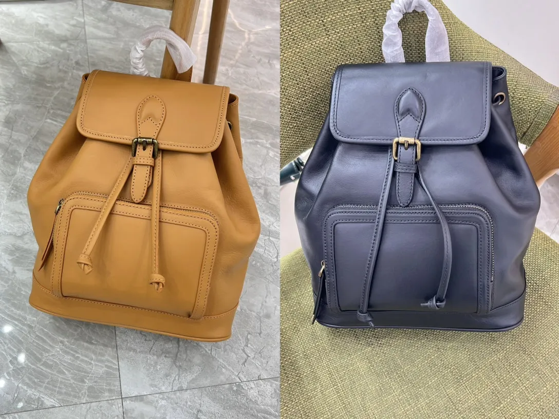 Small Leather Backpacks For Ladies Drawstring Leather Small Backpack Women's