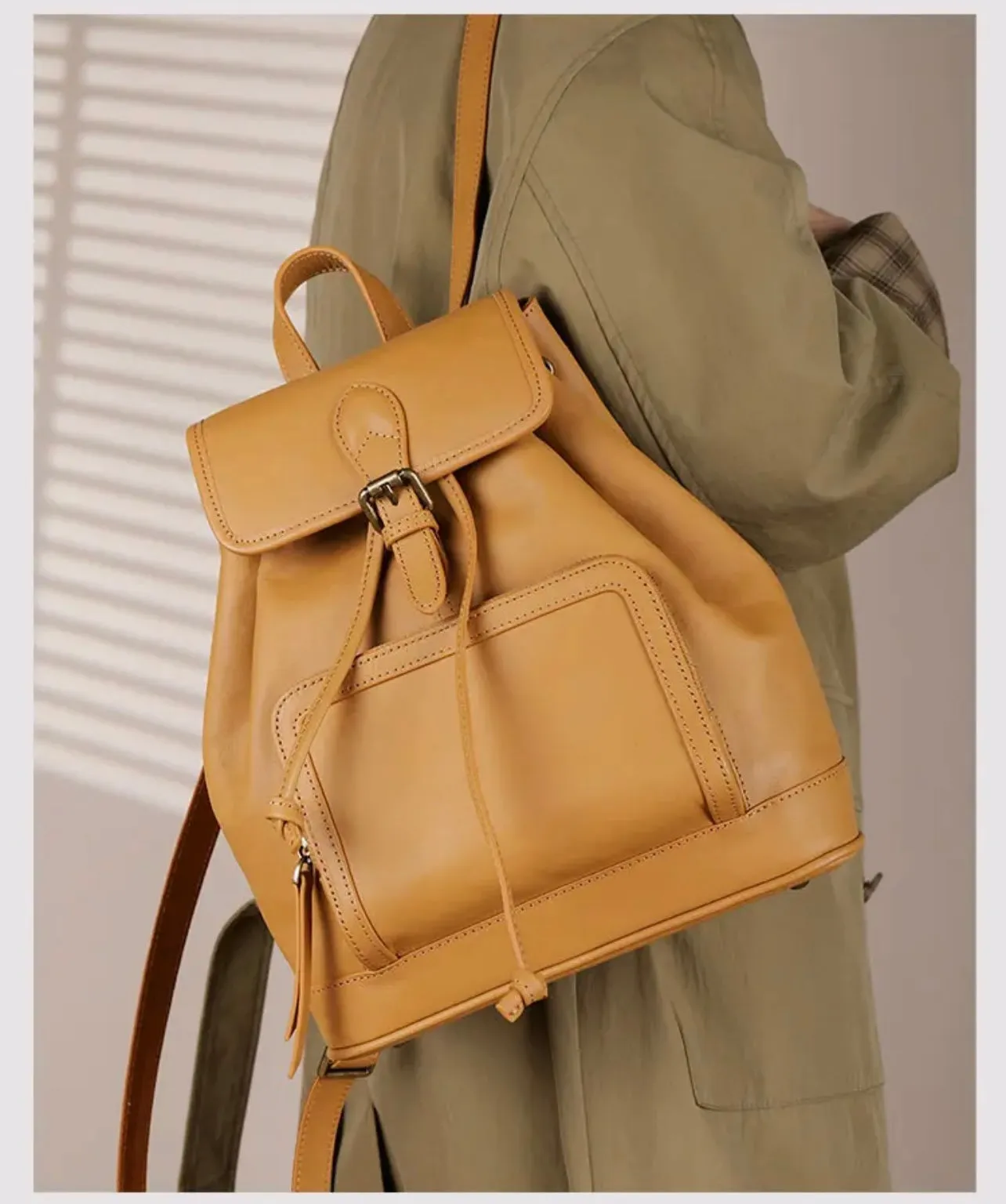 Small Leather Backpacks For Ladies Drawstring Leather Small Backpack Women's