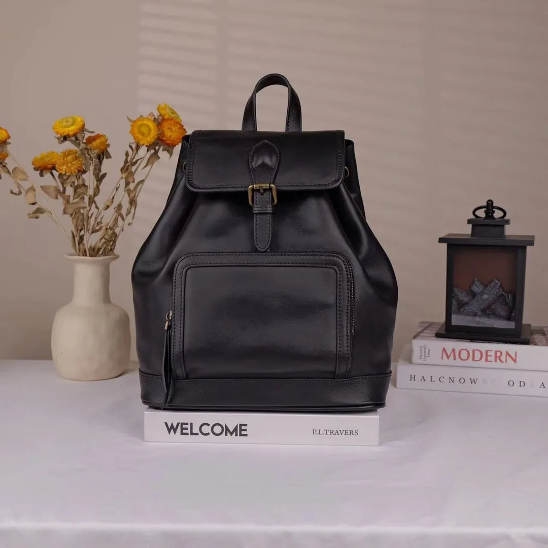 Small Leather Backpacks For Ladies Drawstring Leather Small Backpack Women's