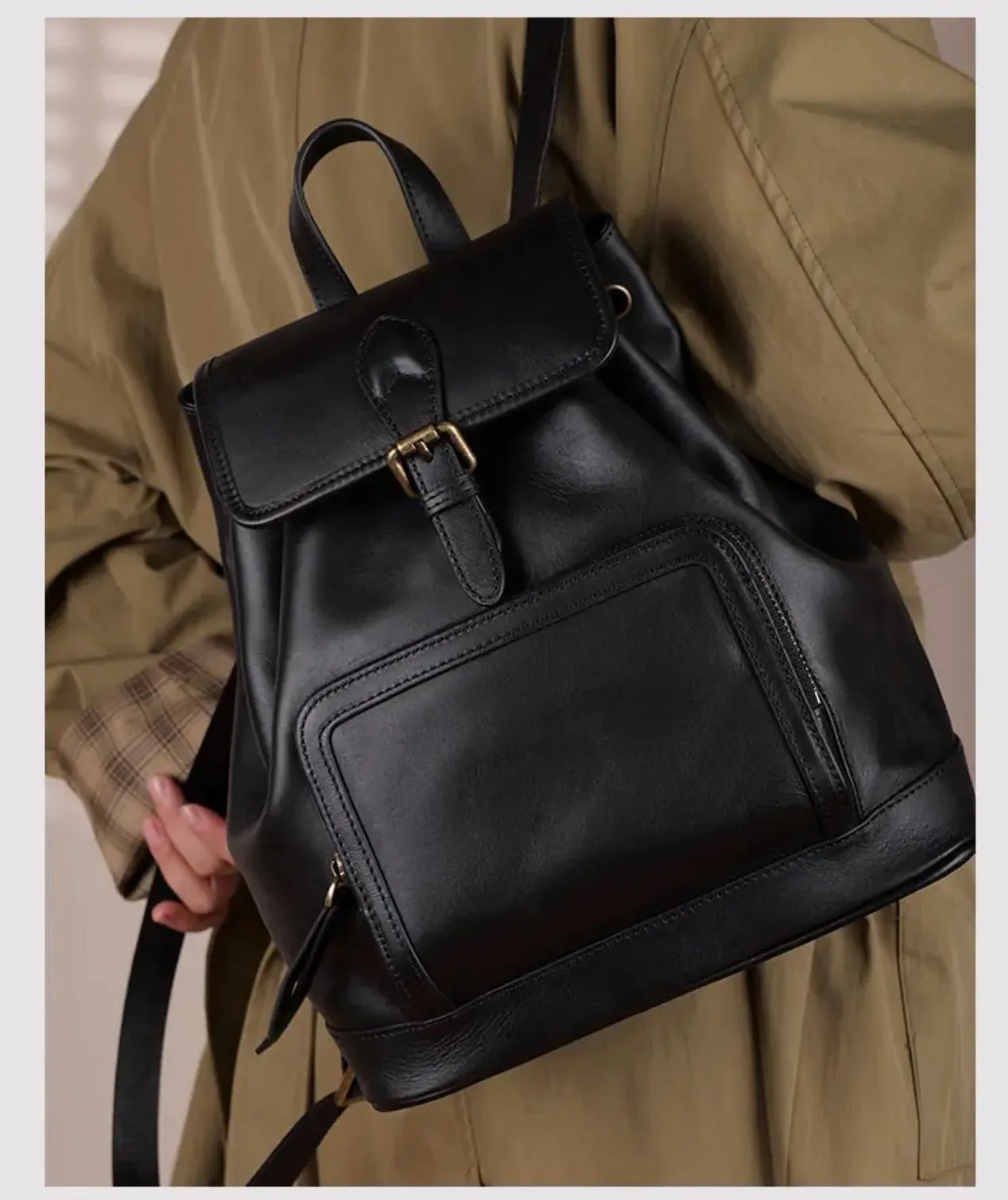 Small Leather Backpacks For Ladies Drawstring Leather Small Backpack Women's