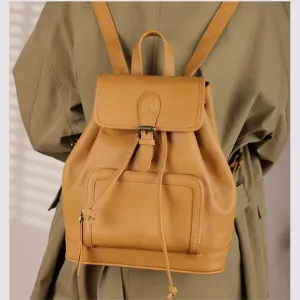 Small Leather Backpacks For Ladies Drawstring Leather Small Backpack Women's