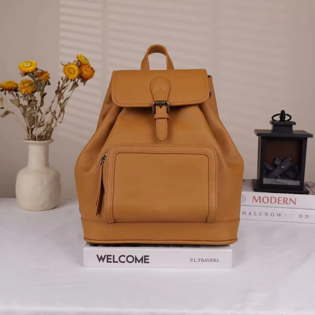 Small Leather Backpacks For Ladies Drawstring Leather Small Backpack Women's