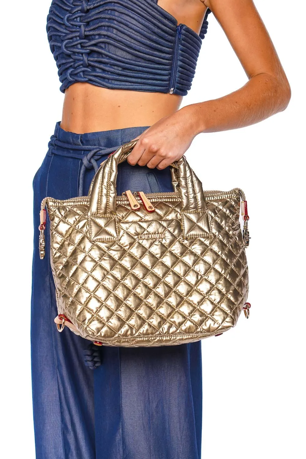 Small Sutton Deluxe Antique Gold Metallic Tote