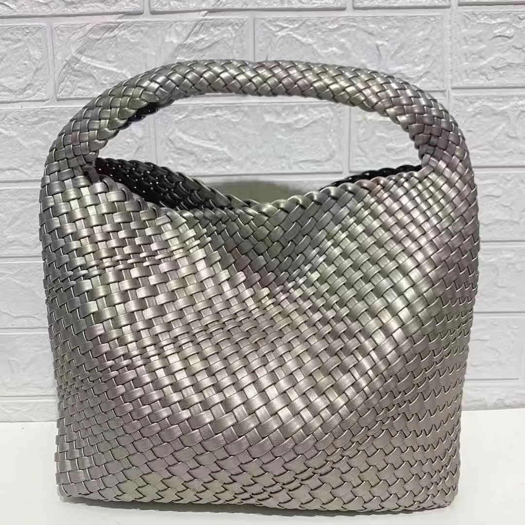 Soft PU Leather Woven Tote Handbag