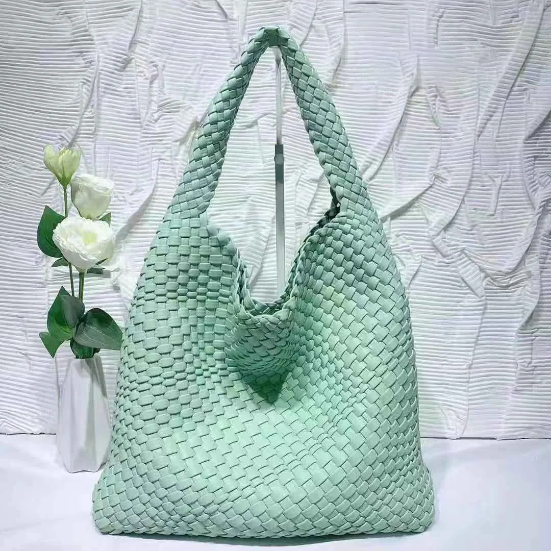 Soft PU Leather Woven Tote Handbag