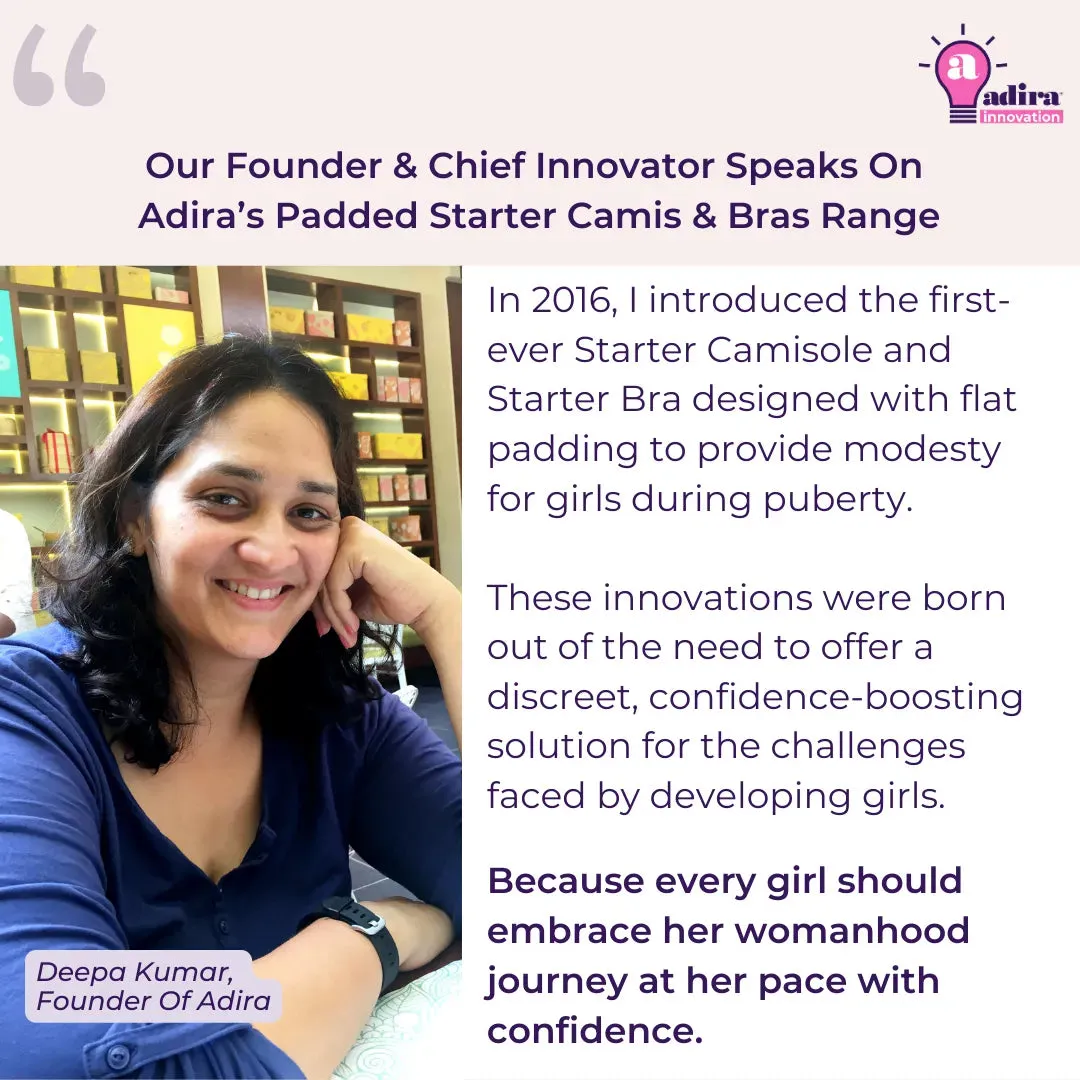 Starter Cami & Bra Combo | Flat Padding | Wireless | For Puberty