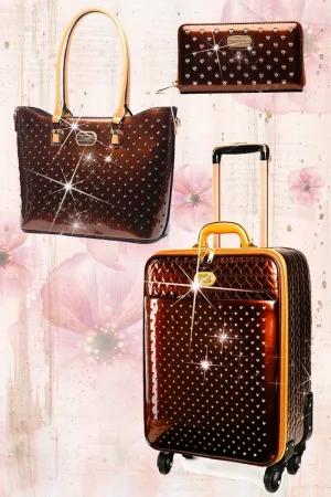 Starz Art Retro 3PC Set | Luxury Women Tote Bag Set with Spinning Wheels [RZL6669-3pcs/Set]