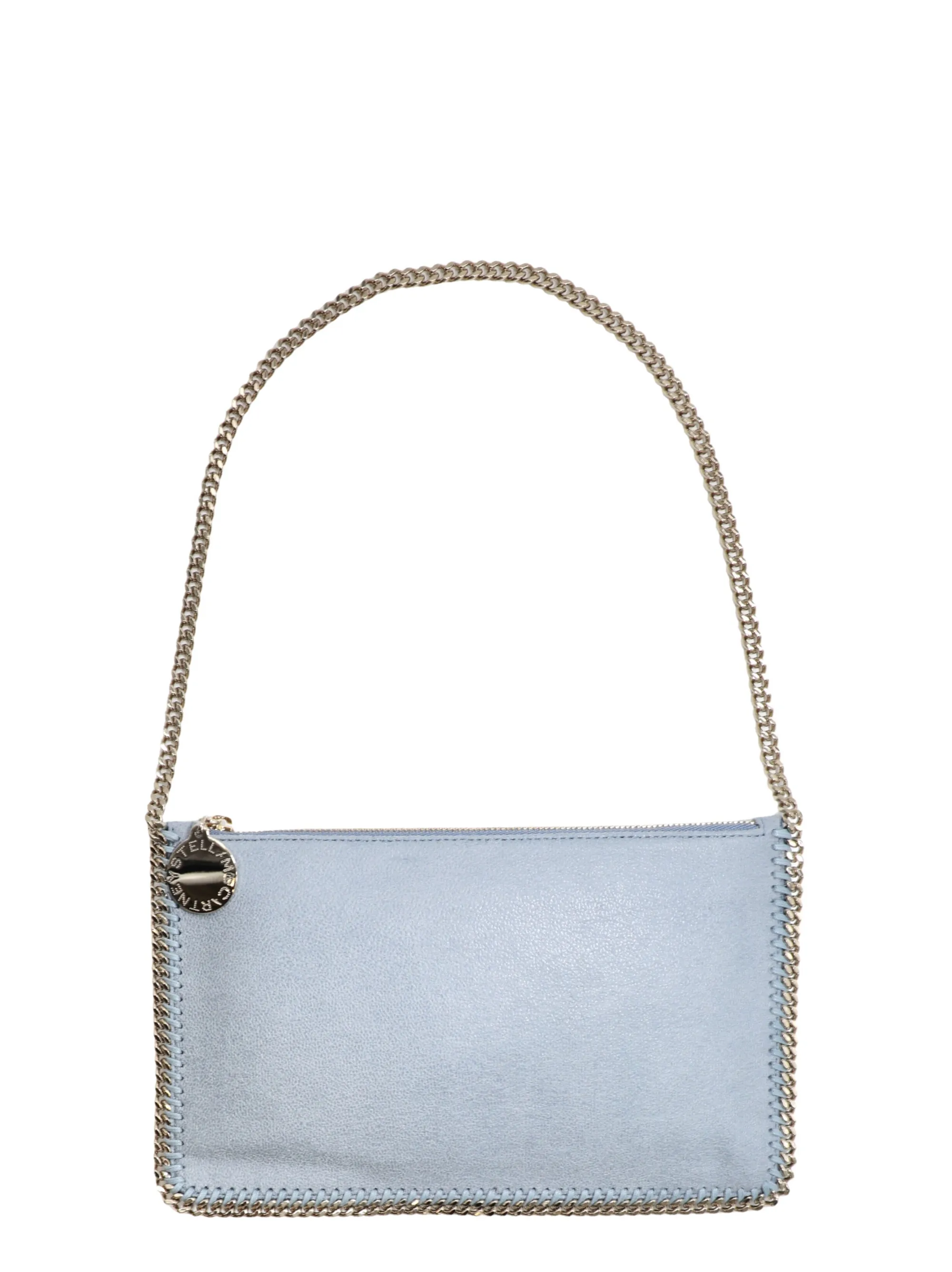 Stella McCartney Eco Shaggy Deer Pochette in Duck Blue With Light Gold Color Chain