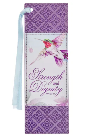 Strength and Dignity Hummingbird Purple Faux Leather Page Marker
