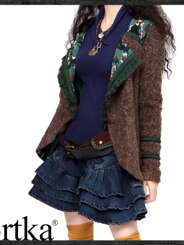 stylish patchwork wool jacket