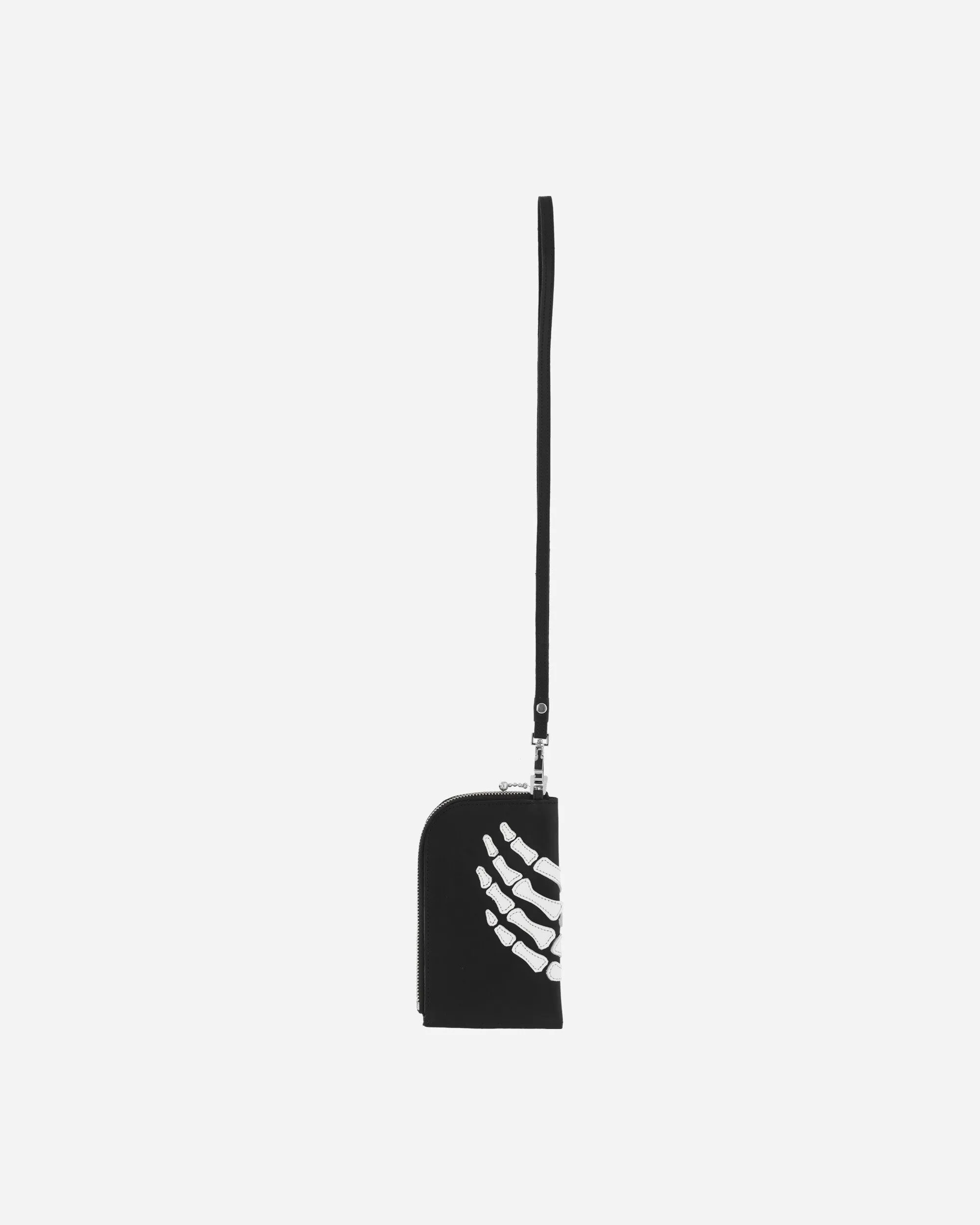 Thumb-Up Bone Hand Zip Neck Pouch Black