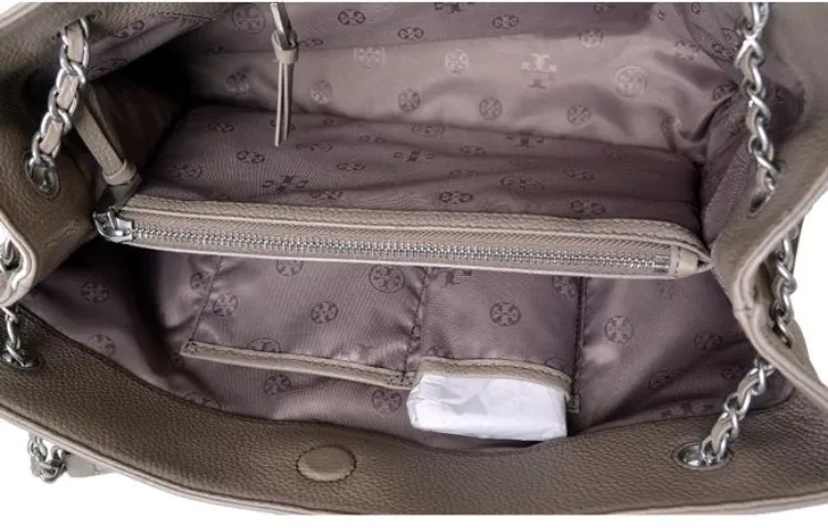 Tory Burch Britten Triple Compartment Tote in French Gray