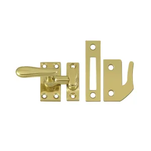 Universal Casement Fastener Medium Window Lock - Window Mount - 3" Brass/Polished Brass