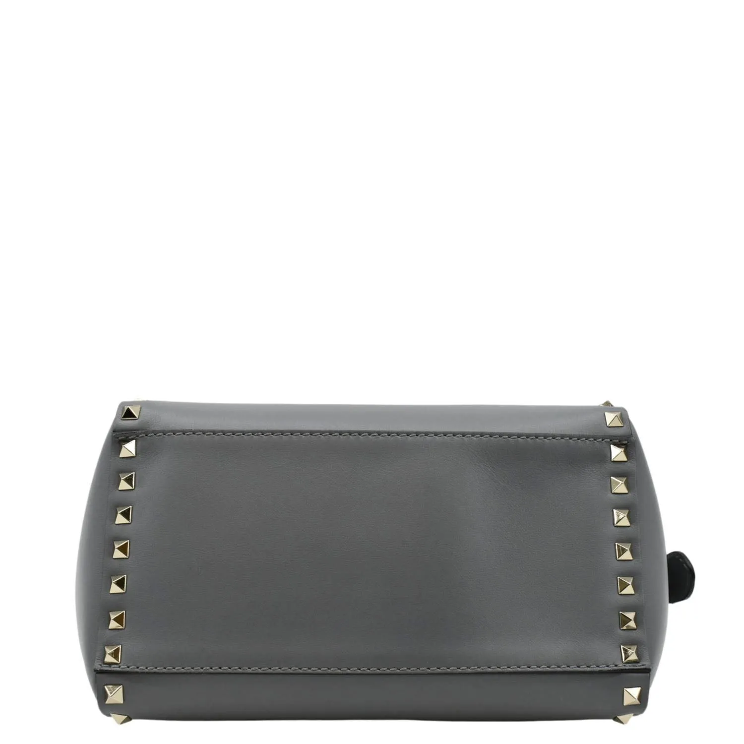 VALENTINO GARAVANI Rockstud Medium Leather Top Handle Shoulder Bag Dark Grey