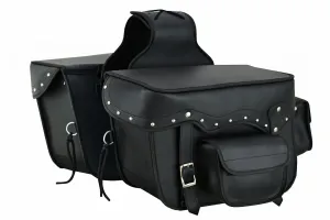 Vance Studded Motorcycle Saddlebags Durable PVC Water-Resistant, Universal Fit for Honda, Yamaha, Kawasaki, Indian, Harley