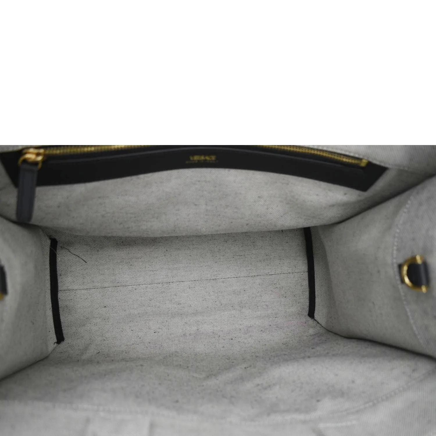 VERSACE Logo Fabric Canvas Tote Shoulder Bag White