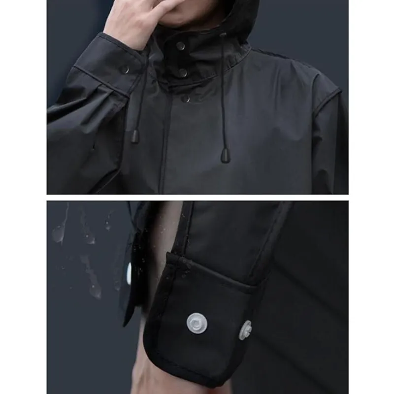 Waterproof Raincoat Lightweight Adult Enlarged Brim Men's Long Rain Jacket Packable Elastic Hat String Raincoat for Outdoor Raincoat