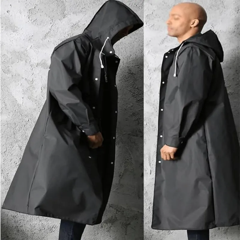 Waterproof Raincoat Lightweight Adult Enlarged Brim Men's Long Rain Jacket Packable Elastic Hat String Raincoat for Outdoor Raincoat