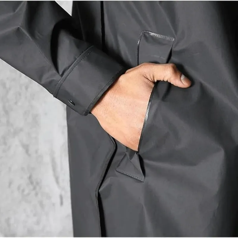 Waterproof Raincoat Lightweight Adult Enlarged Brim Men's Long Rain Jacket Packable Elastic Hat String Raincoat for Outdoor Raincoat