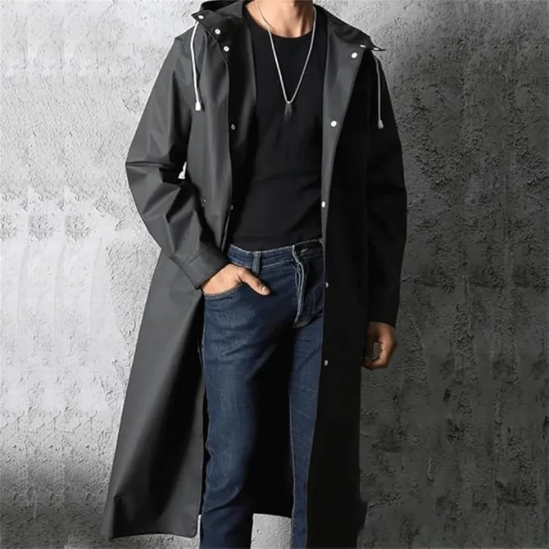 Waterproof Raincoat Lightweight Adult Enlarged Brim Men's Long Rain Jacket Packable Elastic Hat String Raincoat for Outdoor Raincoat