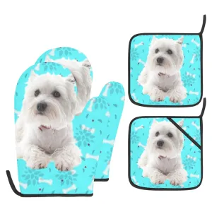 Westie Oven Mitts & Pot Holders (4 Piece Set)